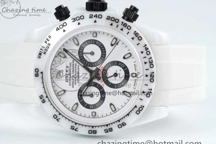White Black Best on Dial Rubber 5GF Daytona White Ceramic A7750 Edition White Strap 1226